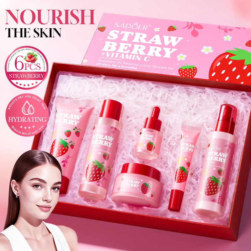 Luxury Skincare Gift Set For Women - Conjunto de Cuidados Faciais Luxuoso Strawberry