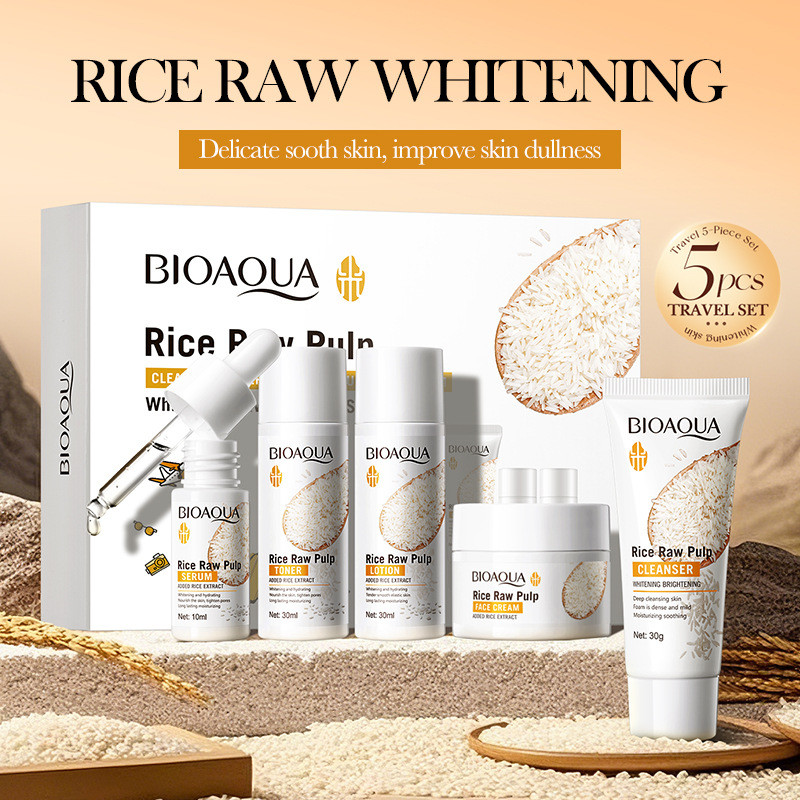 Luxury Skincare Kit - 5 pçs bioaoa arroz cru branqueamento